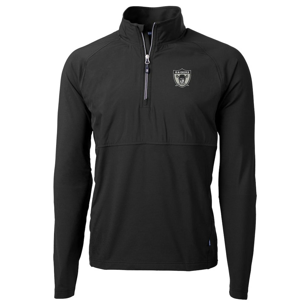 Las Vegas Raiders Cutter & Buck Adapt Eco Knit Hybrid Recycled Quarter-Zip Throwback Pullover Top - Black for sale
