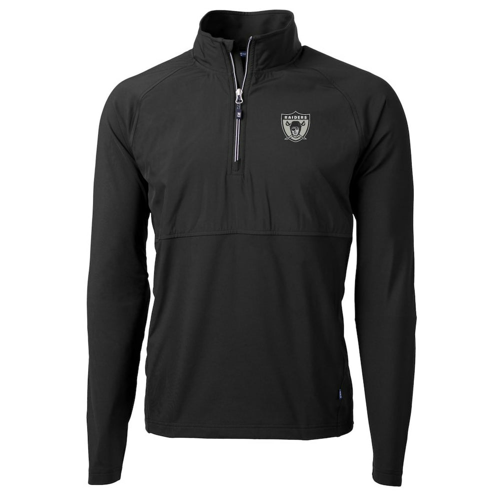 Las Vegas Raiders Cutter & Buck Adapt Eco Knit Hybrid Recycled Quarter-Zip Throwback Pullover Top - Black for sale