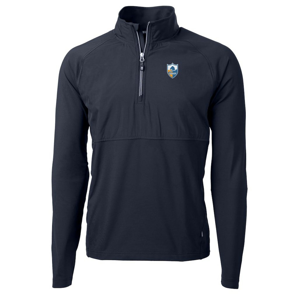 Los Angeles Chargers Cutter & Buck Adapt Eco Knit Hybrid Recycled Quarter-Zip Throwback Pullover Top - Navy discount