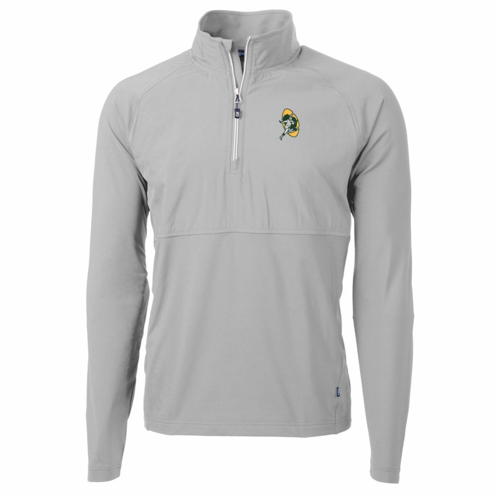 Green Bay Packers Cutter & Buck Adapt Eco Knit Hybrid Recycled Quarter-Zip Throwback Pullover Top - Gray sale
