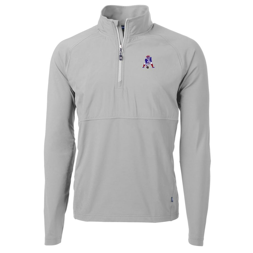New England Patriots Cutter & Buck Adapt Eco Knit Hybrid Recycled Quarter-Zip Throwback Pullover Top - Gray on sale