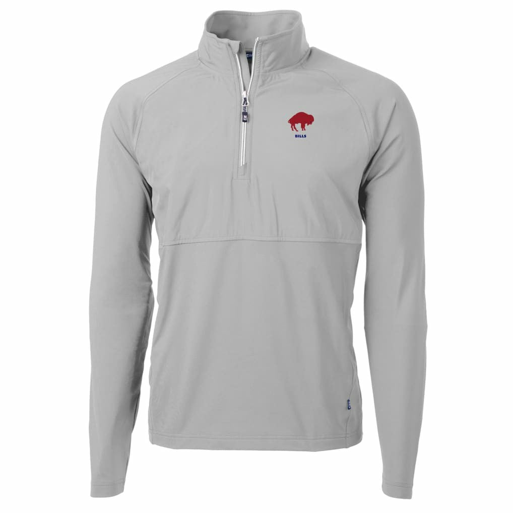 Buffalo Bills Cutter & Buck Adapt Eco Knit Hybrid Recycled Quarter-Zip Throwback Pullover Top - Gray sale