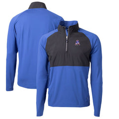 New England Patriots Cutter & Buck Adapt Eco Knit Hybrid Recycled Quarter-Zip Throwback Pullover Top - Royal/Black for sale
