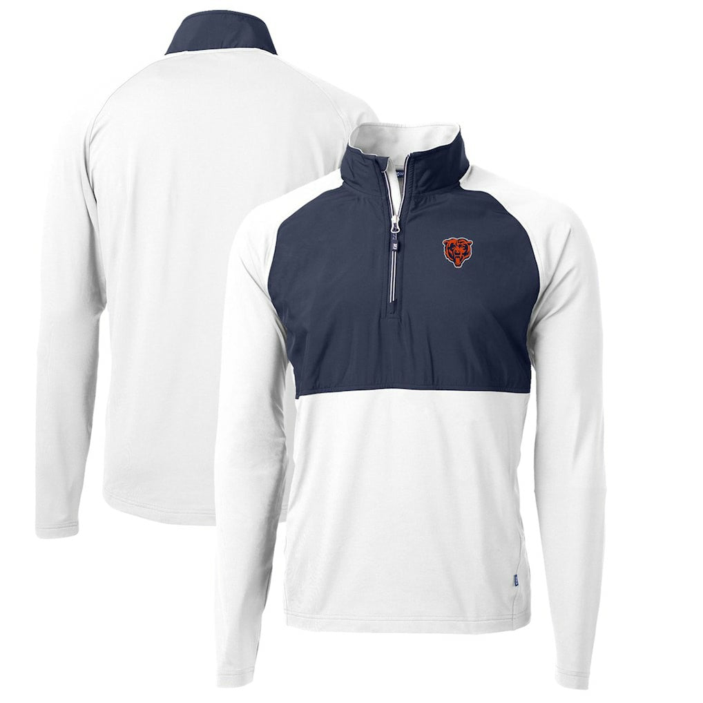 Chicago Bears Cutter & Buck Adapt Eco Knit Hybrid Recycled Quarter-Zip Throwback Pullover Top - White/Navy outlet