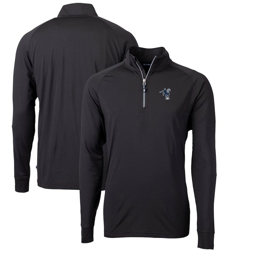 Indianapolis Colts Cutter & Buck Adapt Eco Knit Stretch Recycled Quarter-Zip Throwback Pullover Top - Black sale