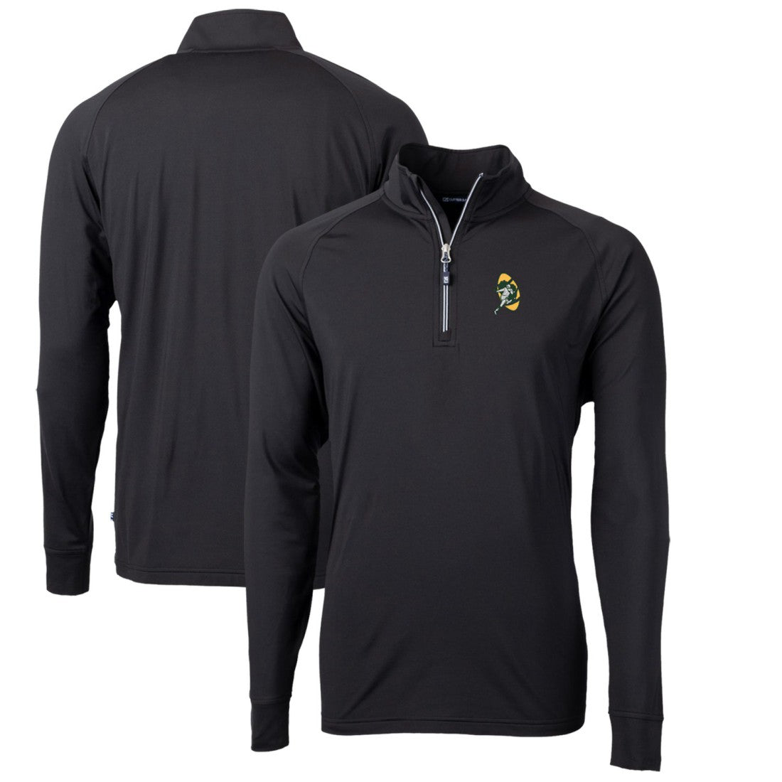 Green Bay Packers Cutter & Buck Adapt Eco Knit Stretch Recycled Quarter-Zip Throwback Pullover Top - Black sale