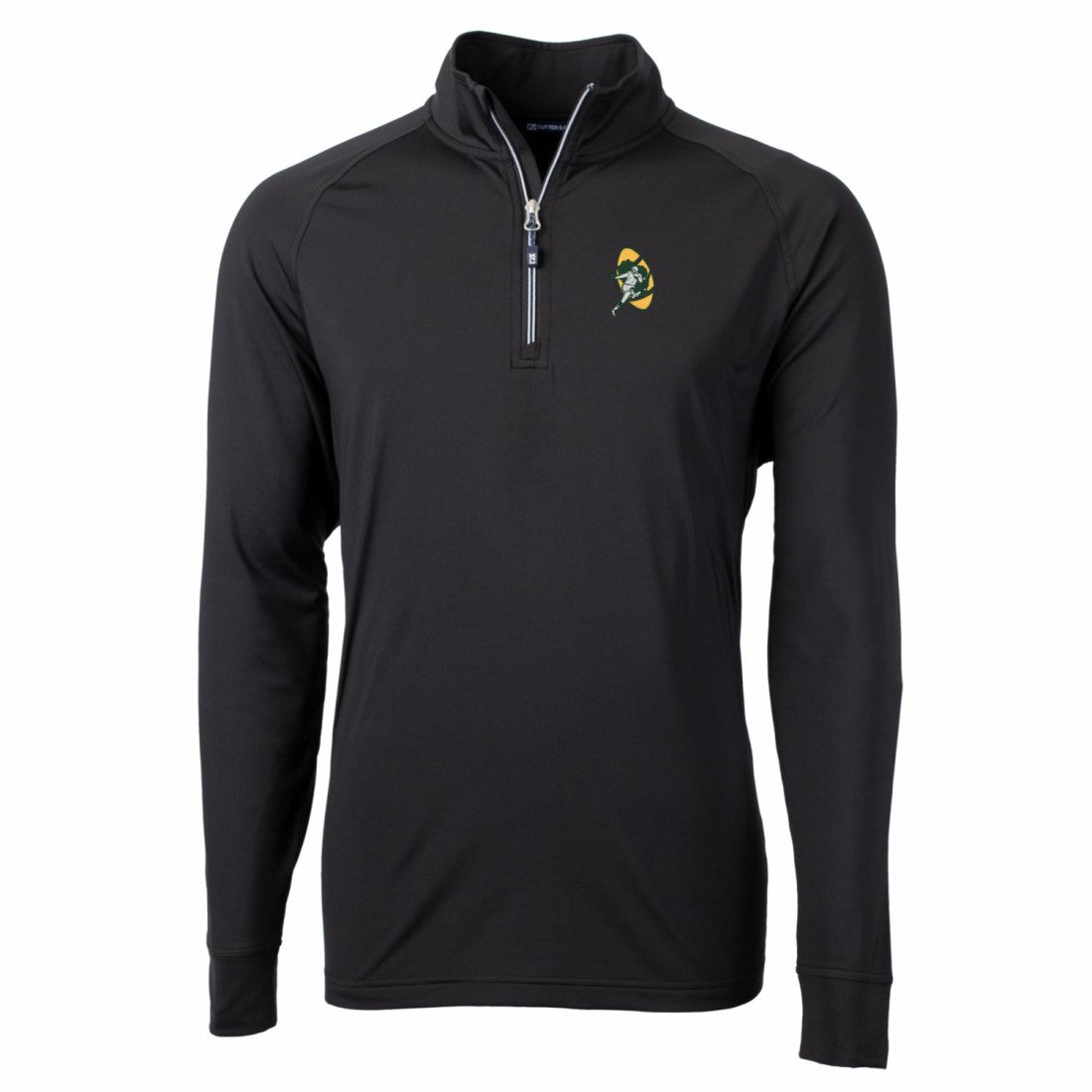 Green Bay Packers Cutter & Buck Adapt Eco Knit Stretch Recycled Quarter-Zip Throwback Pullover Top - Black sale