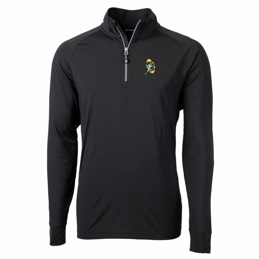Green Bay Packers Cutter & Buck Adapt Eco Knit Stretch Recycled Quarter-Zip Throwback Pullover Top - Black sale