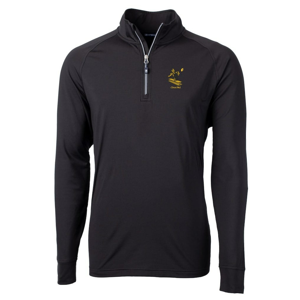 Pittsburgh Steelers Cutter & Buck Adapt Eco Knit Stretch Recycled Quarter-Zip Throwback Pullover Top - Black on sale
