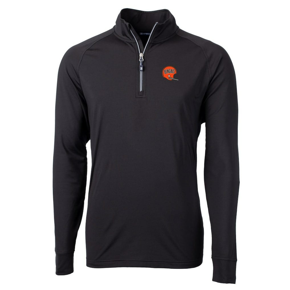 Cincinnati Bengals Cutter & Buck Adapt Eco Knit Stretch Recycled Quarter-Zip Throwback Pullover Top - Black cheap
