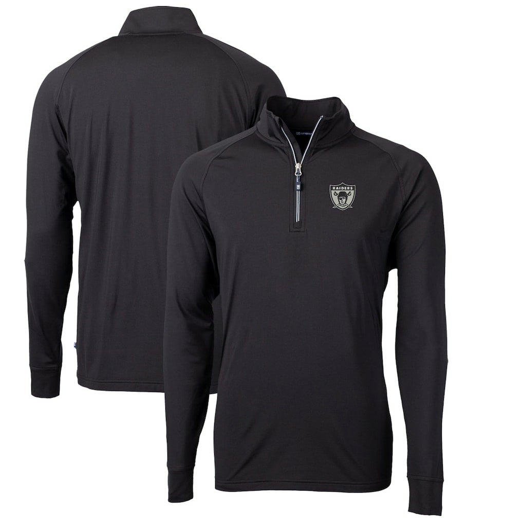 Las Vegas Raiders Cutter & Buck Adapt Eco Knit Stretch Recycled Quarter-Zip Throwback Pullover Top - Black sale