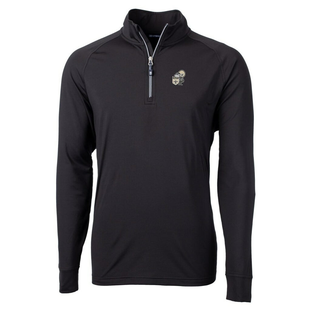 New Orleans Saints Cutter & Buck Adapt Eco Knit Stretch Recycled Quarter-Zip Throwback Pullover Top - Black online