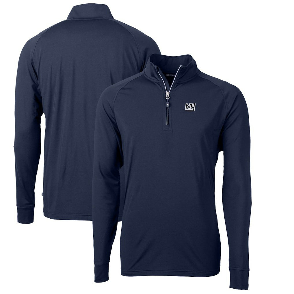 New York Giants Cutter & Buck Adapt Eco Knit Stretch Recycled Quarter-Zip Throwback Pullover Top - Navy on sale