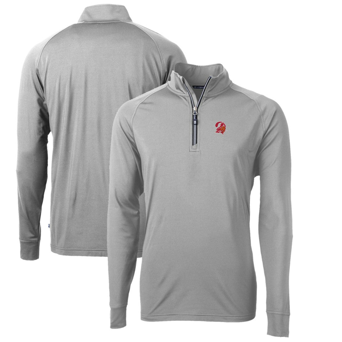 Tampa Bay Buccaneers Cutter & Buck Adapt Eco Knit Stretch Recycled Quarter-Zip Throwback Pullover Top - Pewter online