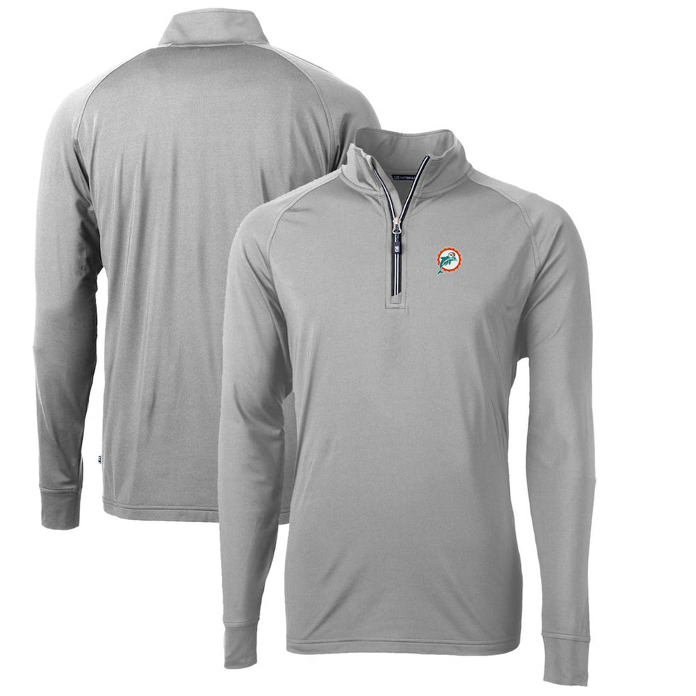 Miami Dolphins Cutter & Buck Adapt Eco Knit Stretch Recycled Quarter-Zip Throwback Pullover Top - Gray for sale