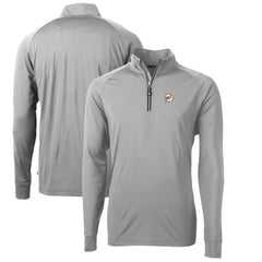 Miami Dolphins Cutter & Buck Adapt Eco Knit Stretch Recycled Quarter-Zip Throwback Pullover Top - Gray for sale