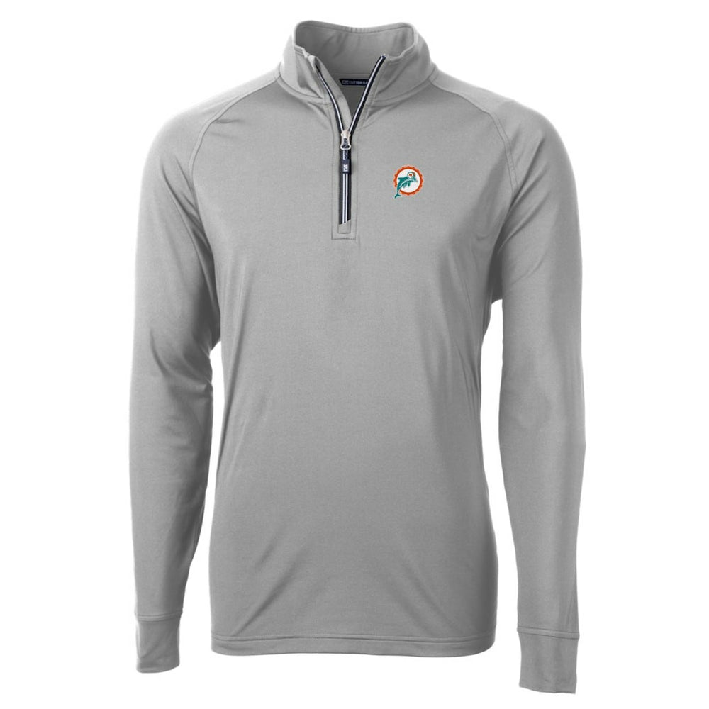 Miami Dolphins Cutter & Buck Adapt Eco Knit Stretch Recycled Quarter-Zip Throwback Pullover Top - Gray for sale