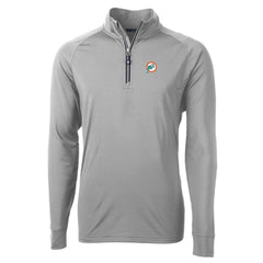 Miami Dolphins Cutter & Buck Adapt Eco Knit Stretch Recycled Quarter-Zip Throwback Pullover Top - Gray for sale