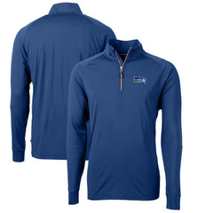 Seattle Seahawks Cutter & Buck Adapt Eco Knit Stretch Recycled Quarter-Zip Throwback Pullover Top - Royal outlet