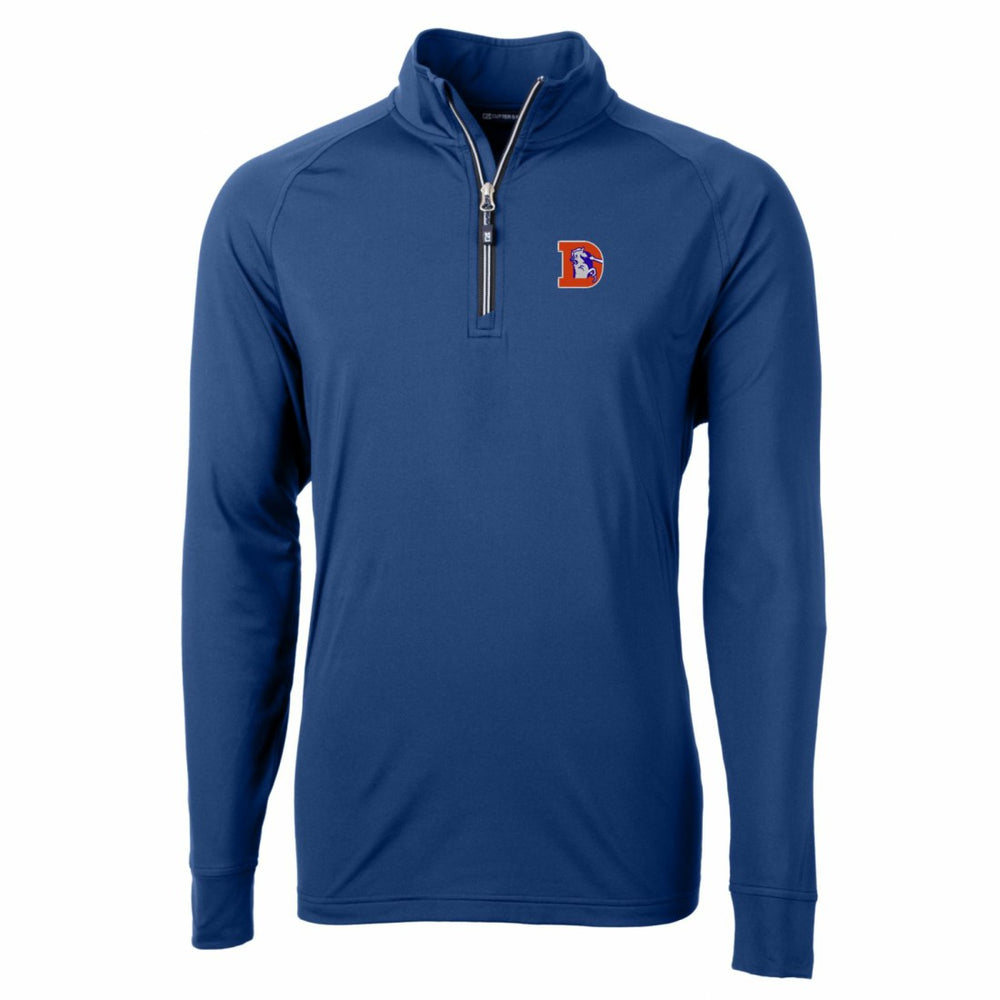 Denver Broncos Cutter & Buck Adapt Eco Knit Stretch Recycled Quarter-Zip Throwback Pullover Top - Royal for sale