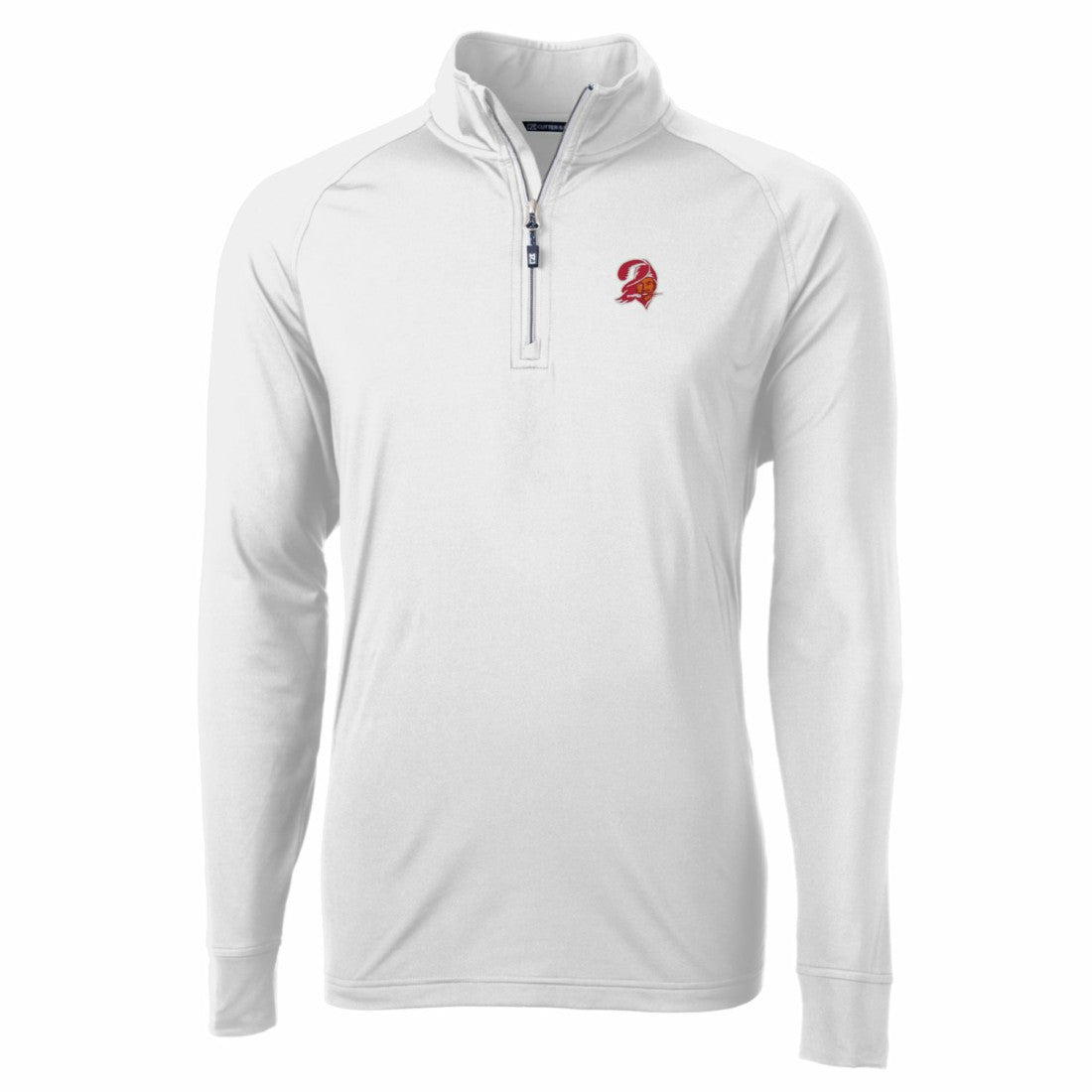 Tampa Bay Buccaneers Cutter & Buck Adapt Eco Knit Stretch Recycled Quarter-Zip Throwback Pullover Top - White for sale