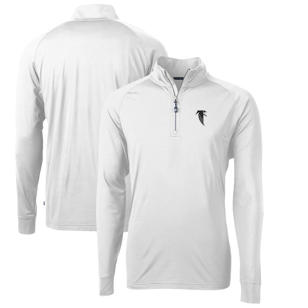 Atlanta Falcons Cutter & Buck Adapt Eco Knit Stretch Recycled Quarter-Zip Throwback Pullover Top - White cheap