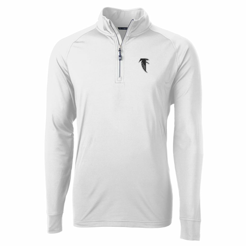 Atlanta Falcons Cutter & Buck Adapt Eco Knit Stretch Recycled Quarter-Zip Throwback Pullover Top - White cheap