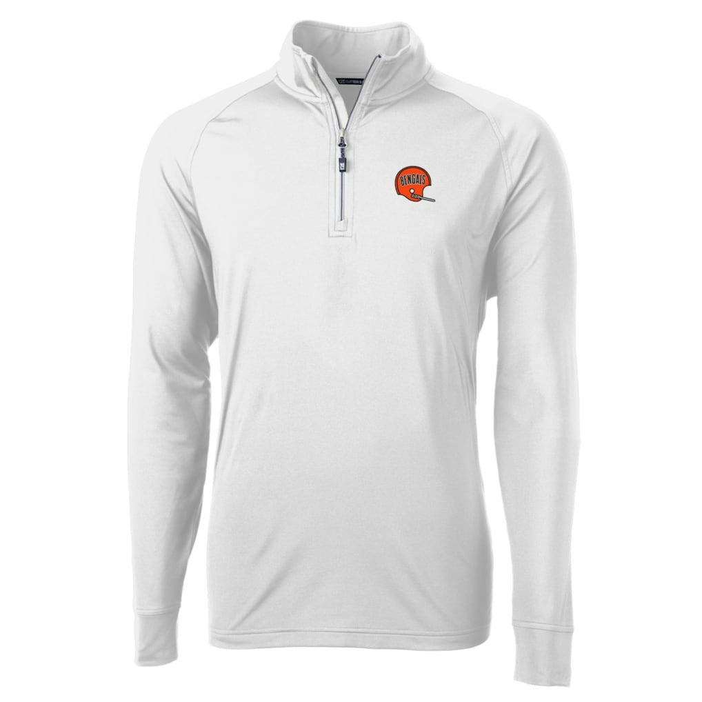 Cincinnati Bengals Cutter & Buck Adapt Eco Knit Stretch Recycled Quarter-Zip Throwback Pullover Top - White online