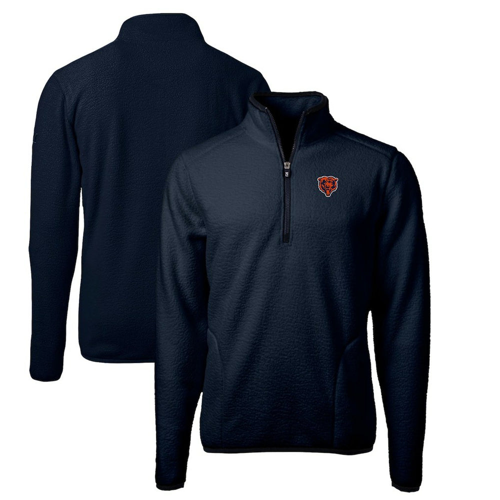 Chicago Bears Cutter & Buck Throwback Eco Sherpa Fleece Quarter-Zip Pullover Jacket - Navy for sale