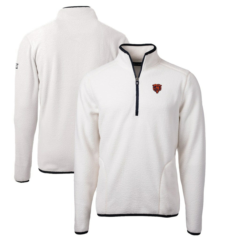 Chicago Bears Cutter & Buck Throwback Eco Sherpa Fleece Quarter-Zip Pullover Jacket - White on sale