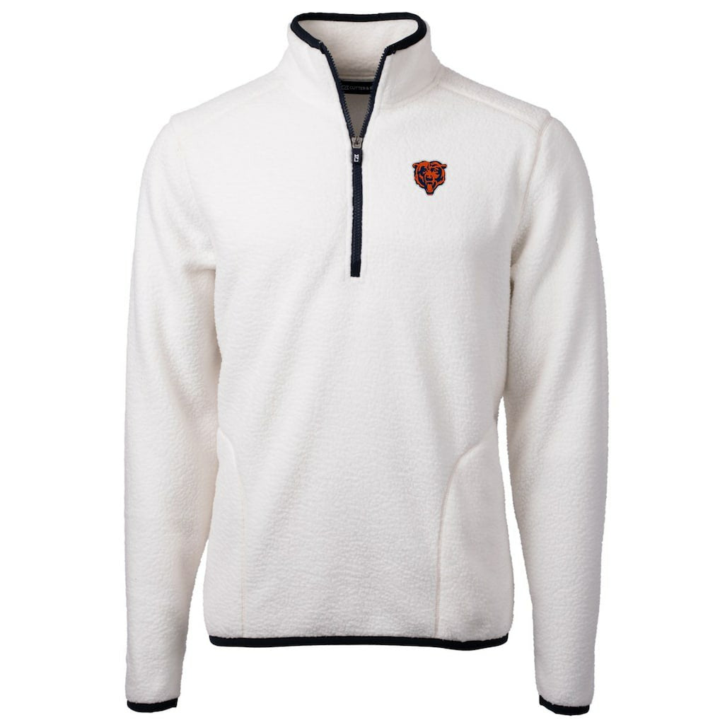 Chicago Bears Cutter & Buck Throwback Eco Sherpa Fleece Quarter-Zip Pullover Jacket - White on sale