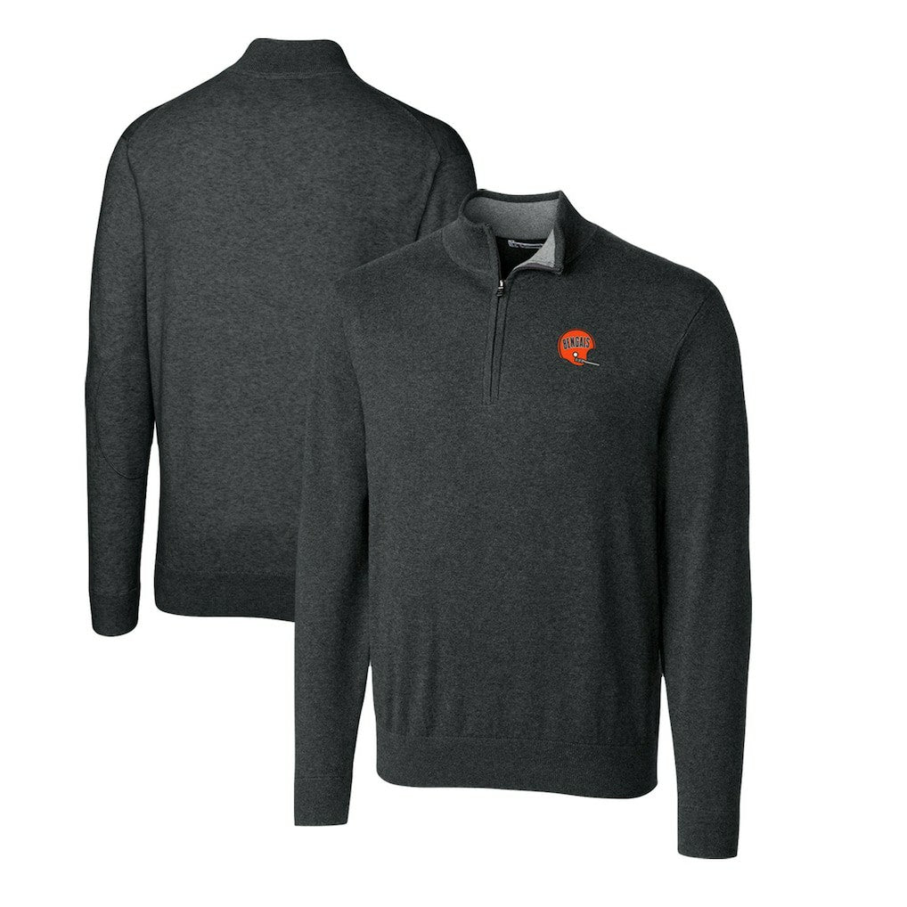 Cincinnati Bengals Cutter & Buck Throwback Logo Lakemont Tri-Blend Quarter-Zip Pullover Sweater - Heather Charcoal cheap