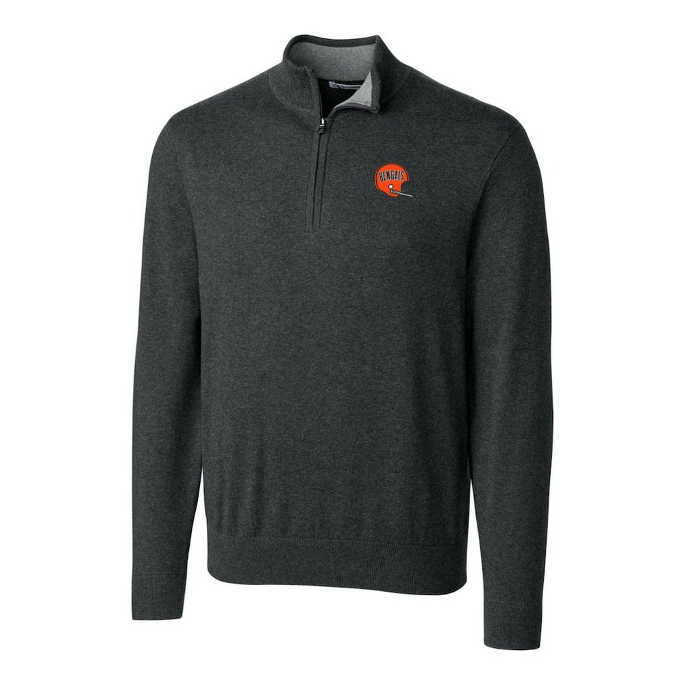 Cincinnati Bengals Cutter & Buck Throwback Logo Lakemont Tri-Blend Quarter-Zip Pullover Sweater - Heather Charcoal cheap