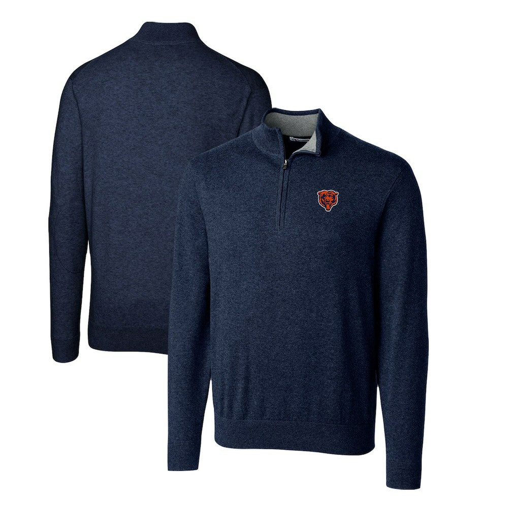 Chicago Bears Cutter & Buck Throwback Logo Lakemont Tri-Blend Quarter-Zip Pullover Sweater - Navy sale