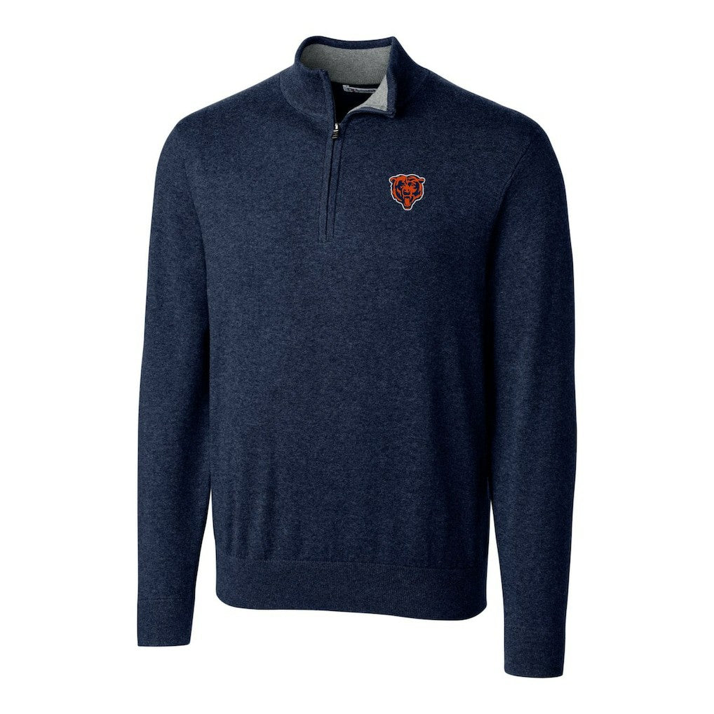 Chicago Bears Cutter & Buck Throwback Logo Lakemont Tri-Blend Quarter-Zip Pullover Sweater - Navy sale