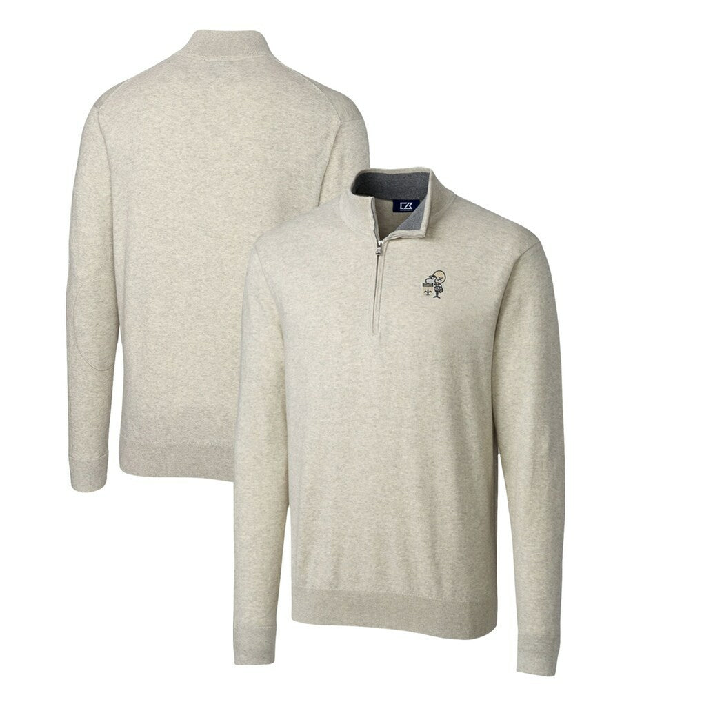 New Orleans Saints Cutter & Buck Throwback Logo Lakemont Tri-Blend Quarter-Zip Pullover Sweater - Oatmeal sale