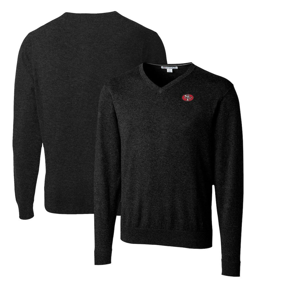 San Francisco 49ers Cutter & Buck Throwback Logo Lakemont Tri-Blend V-Neck Pullover Sweater - Black cheap