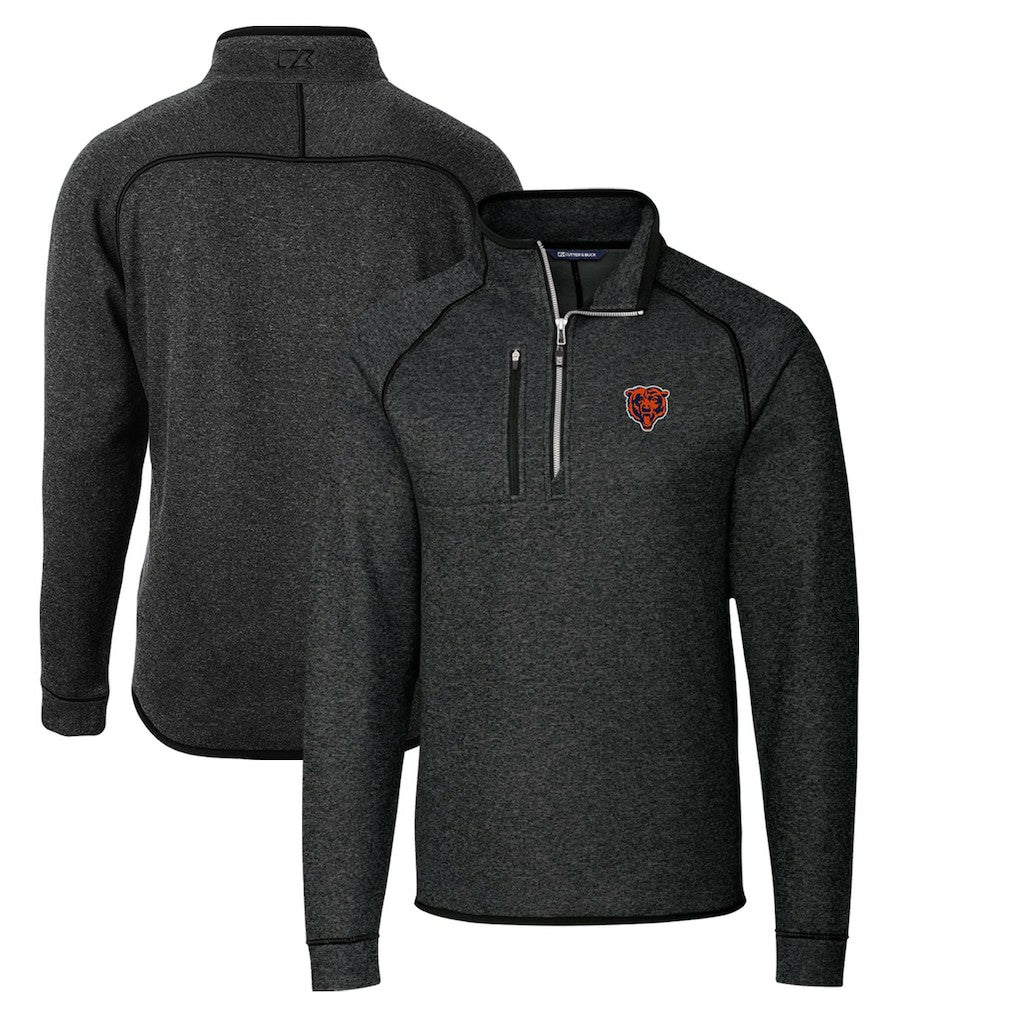 Chicago Bears Cutter & Buck Throwback Logo Mainsail Sweater-Knit Half-Zip Pullover Jacket - Heather Charcoal outlet