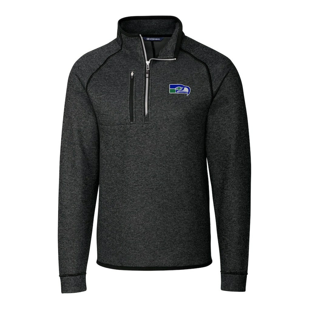 Seattle Seahawks Cutter & Buck Throwback Logo Mainsail Sweater-Knit Half-Zip Pullover Jacket - Heather Charcoal discount