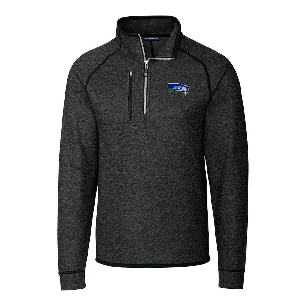 Seattle Seahawks Cutter & Buck Throwback Logo Mainsail Sweater-Knit Half-Zip Pullover Jacket - Heather Charcoal discount