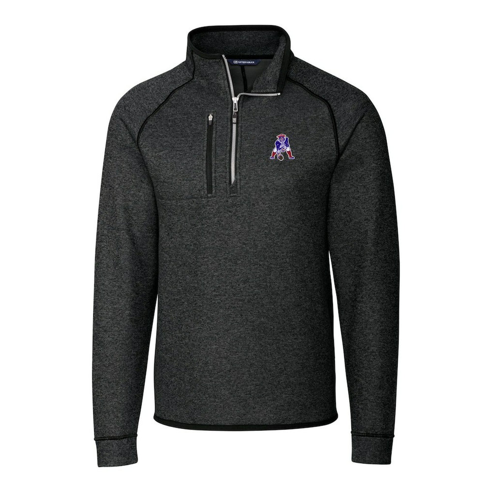 New England Patriots Cutter & Buck Throwback Logo Mainsail Sweater-Knit Half-Zip Pullover Jacket - Heather Charcoal for sale