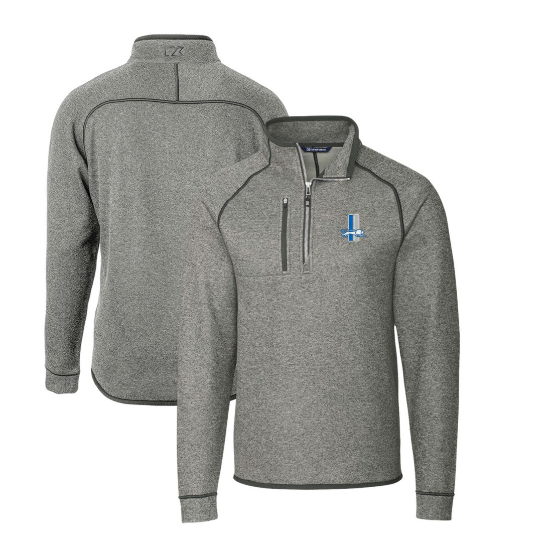 Detroit Lions Cutter & Buck Throwback Logo Mainsail Sweater-Knit Half-Zip Pullover Jacket - Heather Gray outlet