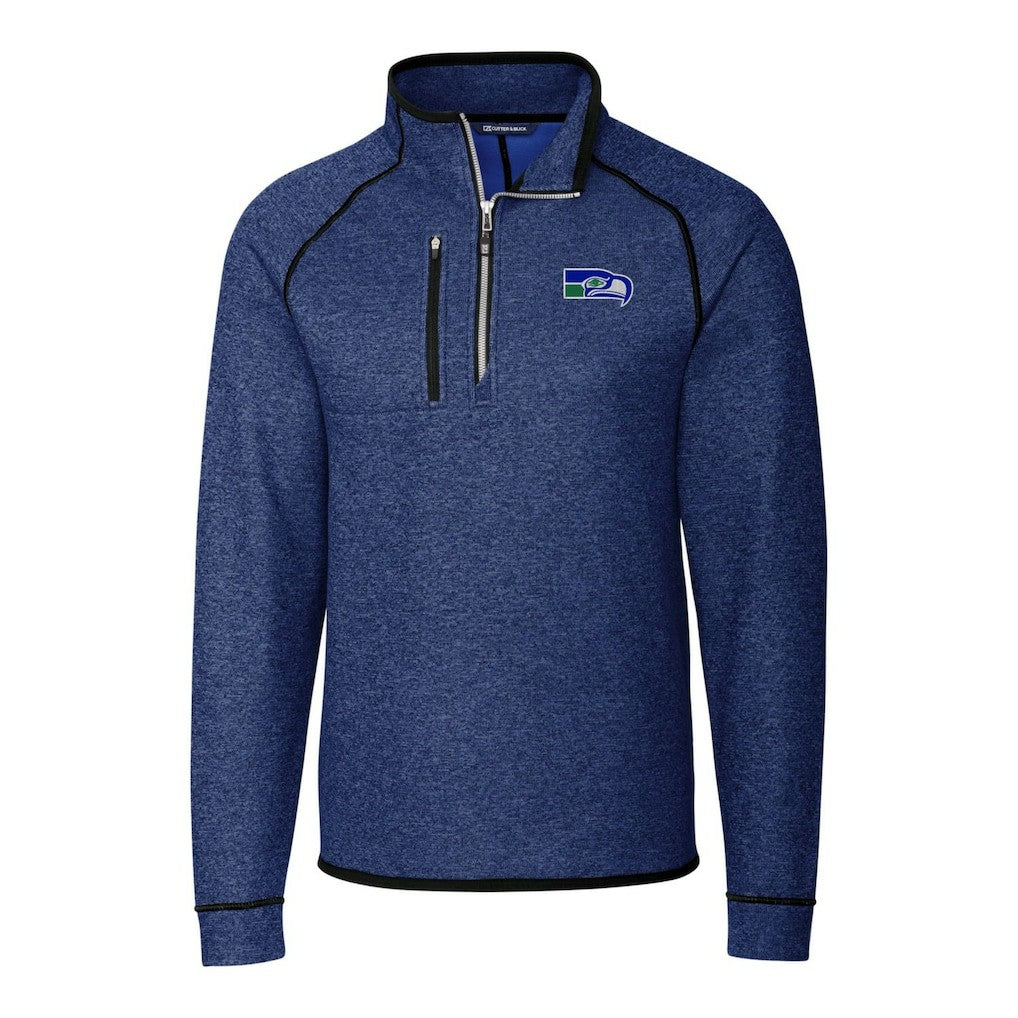 Seattle Seahawks Cutter & Buck Throwback Logo Mainsail Sweater-Knit Half-Zip Pullover Jacket - Heather Royal outlet