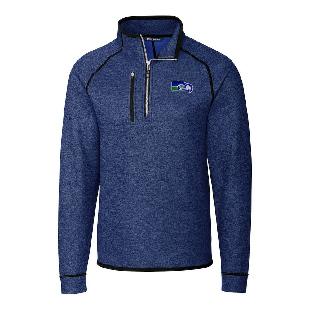 Seattle Seahawks Cutter & Buck Throwback Logo Mainsail Sweater-Knit Half-Zip Pullover Jacket - Heather Royal outlet