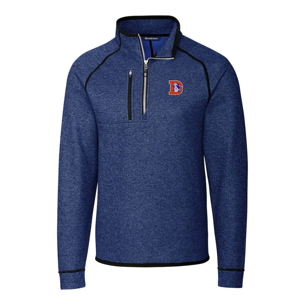 Denver Broncos Cutter & Buck Throwback Logo Mainsail Sweater-Knit Half-Zip Pullover Jacket - Heather Royal for sale