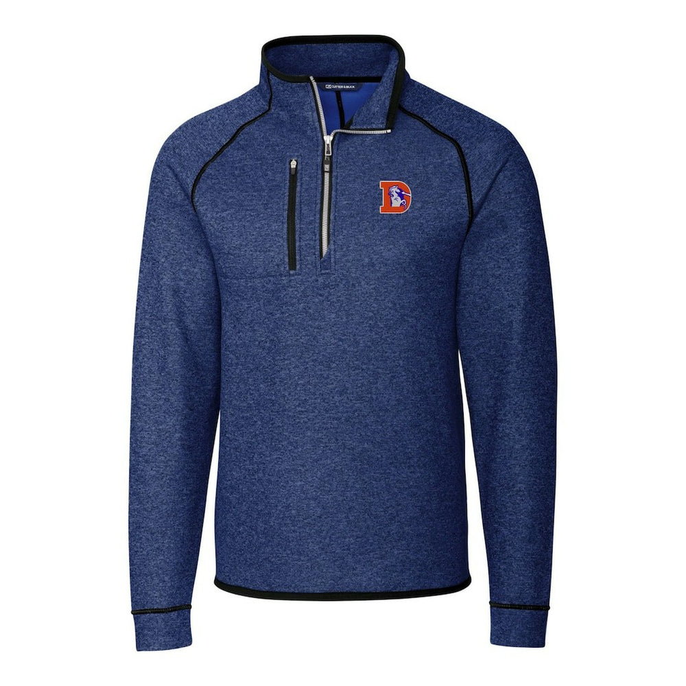 Denver Broncos Cutter & Buck Throwback Logo Mainsail Sweater-Knit Half-Zip Pullover Jacket - Heather Royal for sale