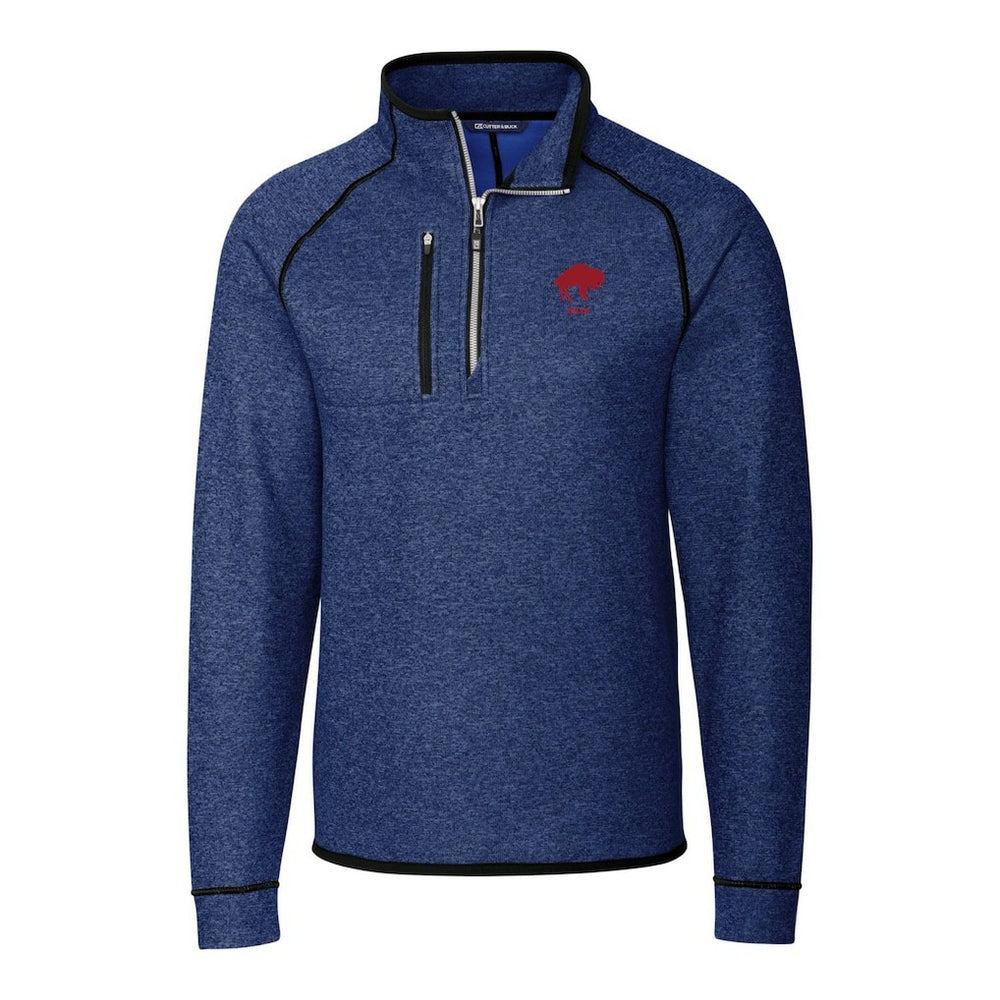 Buffalo Bills Cutter & Buck Throwback Logo Mainsail Sweater-Knit Half-Zip Pullover Jacket - Heather Royal for sale