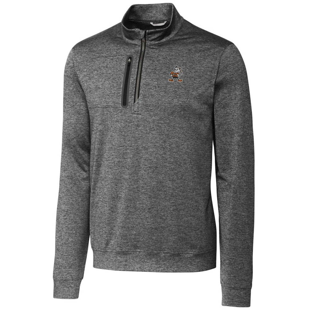 Cleveland Browns Cutter & Buck Stealth Heathered Throwback Logo Quarter-Zip Pullover Top - Steel discount