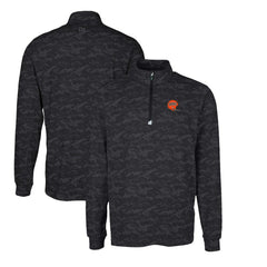 Cincinnati Bengals Cutter & Buck Throwback Logo Traverse Camo Print Stretch Quarter-Zip Pullover Top - Black cheap
