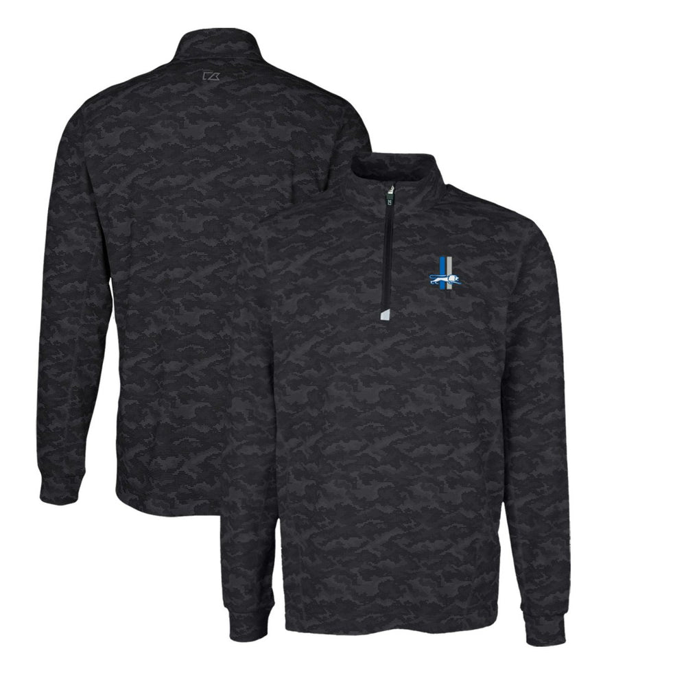 Detroit Lions Cutter & Buck Throwback Logo Traverse Camo Print Stretch Quarter-Zip Pullover Top - Black on sale